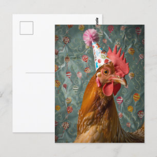 Chicken Party Hat Postcard