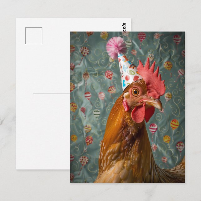 Chicken Party Hat Postcard (Front/Back)