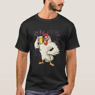 Chicken Patriotic Merica 4Th Of July Beer USA Amer T-Shirt