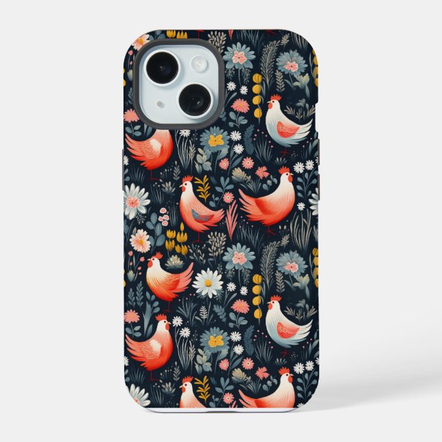 Chicken Pattern iPhone 15 Case (Back)