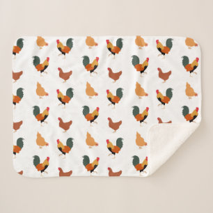 Chicken Patterned Sherpa Blanket