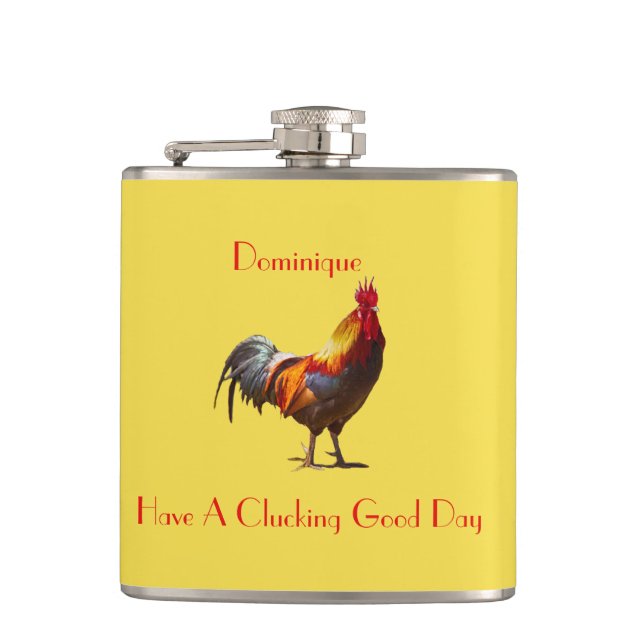 Chicken Personalized Gift Greeting Hip Flask (Front)