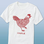 Chicken Personalized T-Shirt<br><div class="desc">A hen design for chicken and poultry lovers, farmers, small holders and chicken whisperers. Original art by Nic Squirrell. Change the name or text to personalize.</div>