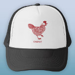 Chicken Personalized Trucker Hat<br><div class="desc">A hen design for chicken and poultry lovers,  farmers,  small holders and chicken whisperers.  Original art by Nic Squirrell. Change the name or text to personalize.</div>