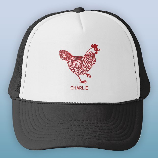 Chicken Personalized Trucker Hat (Personalized chicken hen poultry hat)