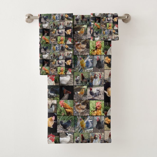 Chicken Photo Collage, Bath Towel Set (Insitu)