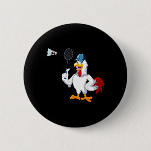 Chicken Playing Badminton Costume Badminton Player 2 Inch Round Button