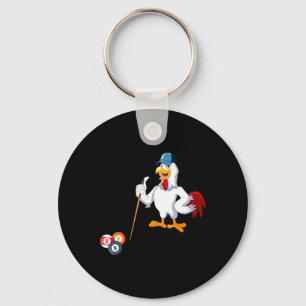 Chicken Playing Billiards Costume Billiards Player Keychain
