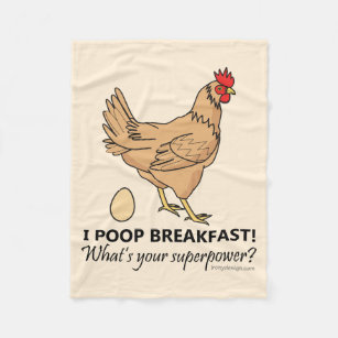 Chicken Poops Breakfast Funny Design Fleece Blanket