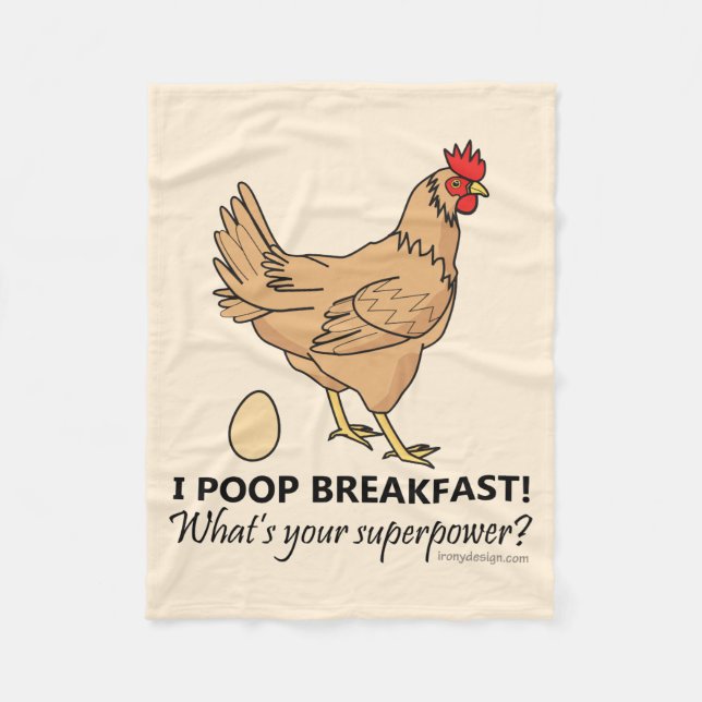 Chicken Poops Breakfast Funny Design Fleece Blanket (Front)
