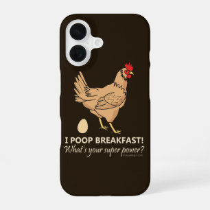 Chicken Poops Breakfast Funny Design iPhone 16 Case