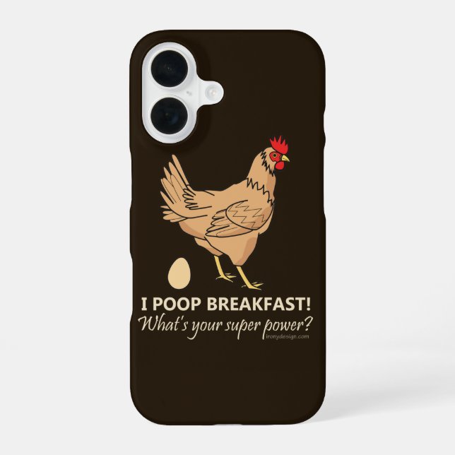 Chicken Poops Breakfast Funny Design iPhone 16 Case (Back)