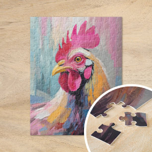 Chicken Portrait Modern Abstract Art Jigsaw Puzzle