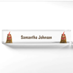Chicken Portraits on White Nameplate