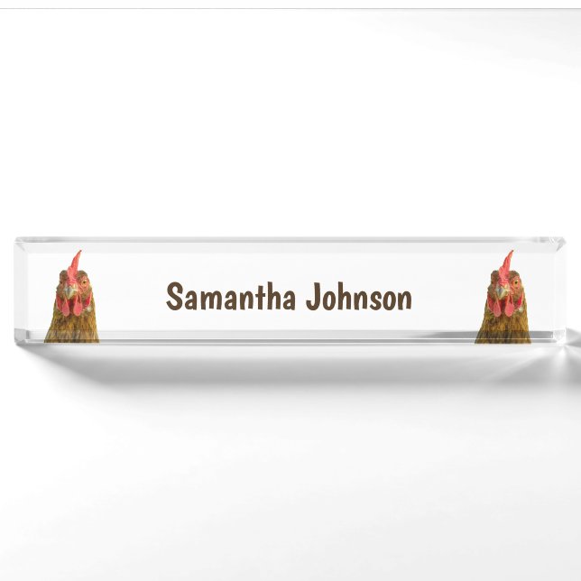 Chicken Portraits on White Nameplate (Front)