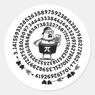 Chicken Pot Holding Calculator Math Teacher Pi Day Classic Round Sticker