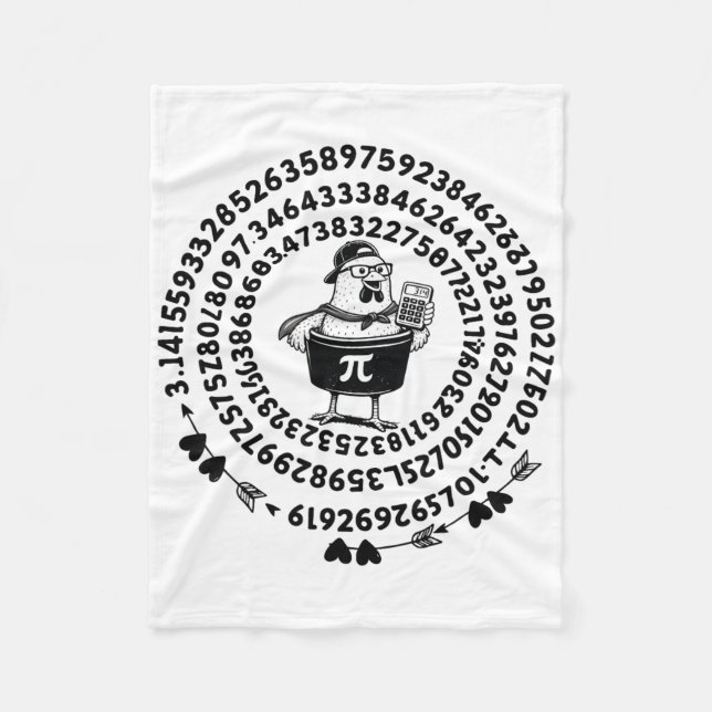 Chicken Pot Holding Calculator Math Teacher Pi Day Fleece Blanket (Front)