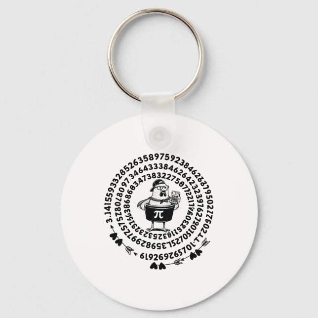 Chicken Pot Holding Calculator Math Teacher Pi Day Keychain (Front)
