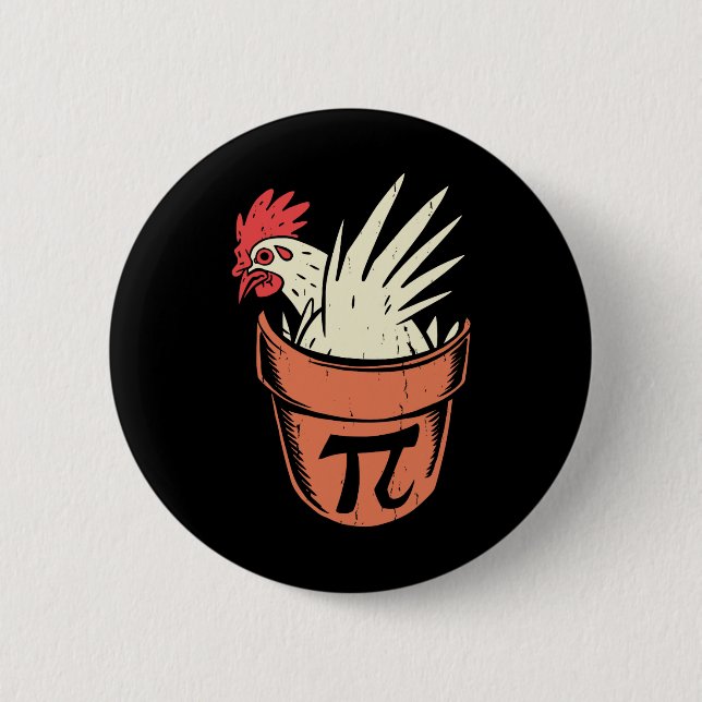 Chicken Pot Pi Funny Math Teacher Pun Pi Day  2 Inch Round Button (Front)