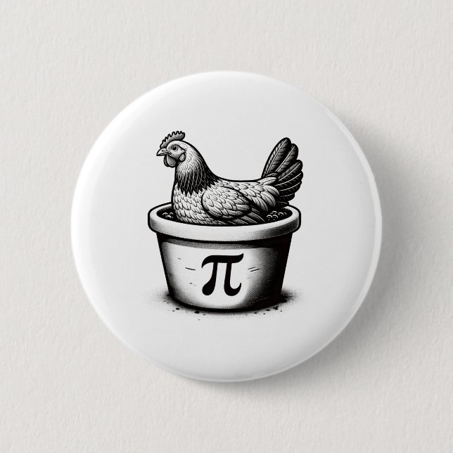 Chicken Pot Pie Funny Math Pun Chicken Pot Pi Day  2 Inch Round Button (Front)