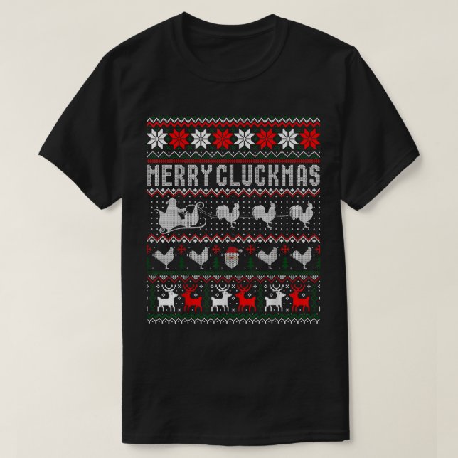 Chicken Poultry Farmer Chicken Ugly Christmas Swea T-Shirt (Design Front)