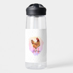 Chicken Pretty Farm Animal Monogram Pattern  Water Bottle