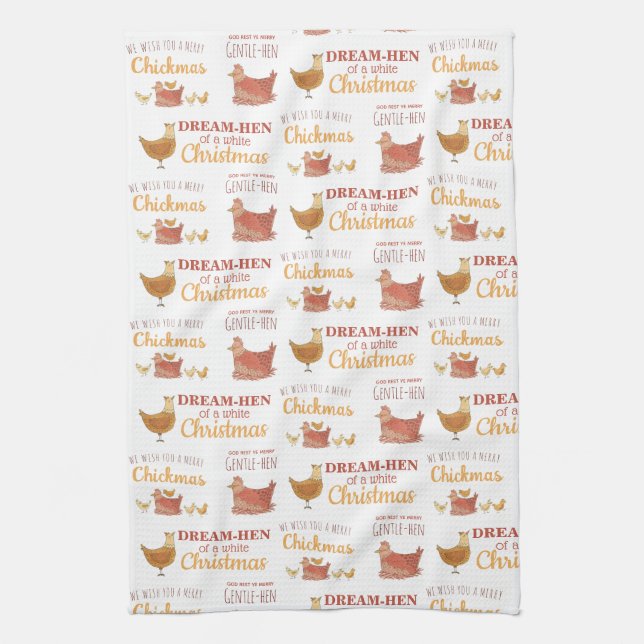 Chicken Puns Christmas Kitchen Towel (Vertical)