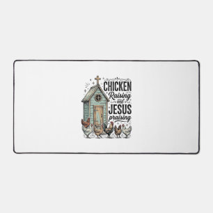 Chicken Raising Jesus Praising Vintage Farm Shirt Desk Mat