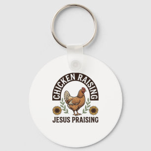 Chicken Raising Jesus Praising Vintage Farm Shirt_ Keychain
