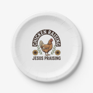 Chicken Raising Jesus Praising Vintage Farm Shirt_ Paper Plate