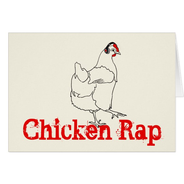Chicken Rap Funny Music Dancing Animal Art Drawing (Front Horizontal)