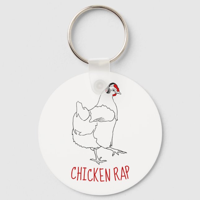 Chicken Rap Meat Free Funny Animal Art Vegan Keychain (Front)