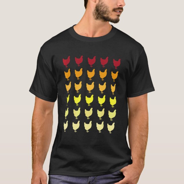 Chicken Retro Animal Pattern T-Shirt (Front)