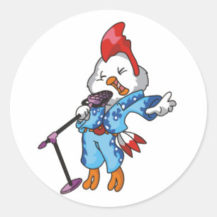 Chicken Rock Star Classic Round Sticker