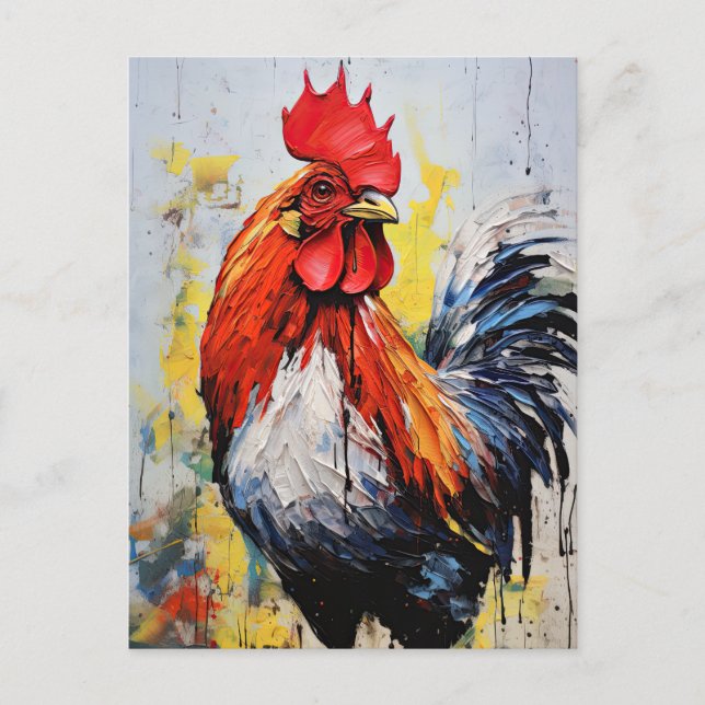 Chicken Rooster Art Postcard (Front)