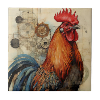 Chicken Rooster Art Tile