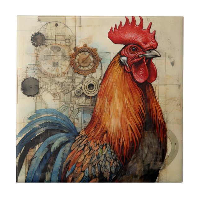 Chicken Rooster Art Tile (Front)
