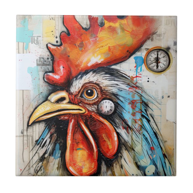 Chicken Rooster Art Tile (Front)