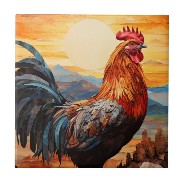 Chicken Rooster Art Tile (Front)