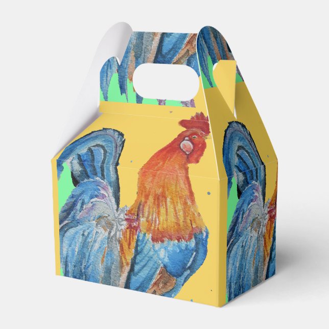 Chicken Rooster Boys Birthday Customizable Name Favor Box (Front Side)