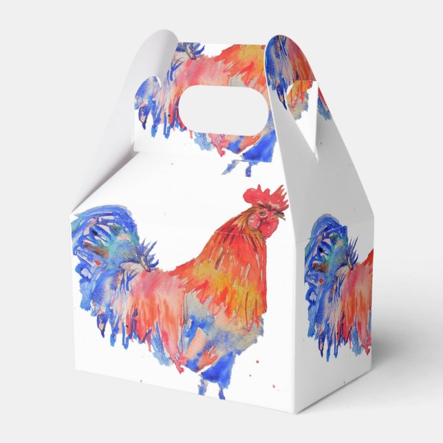 Chicken Rooster Boys Birthday Customizable Name Favor Box (Front Side)