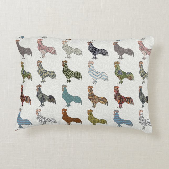 Chicken Rooster Colourful Pattern Farm Decorative Pillow (Back)