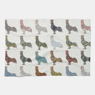 Chicken Rooster Colourful Pattern Farm Kitchen Towel