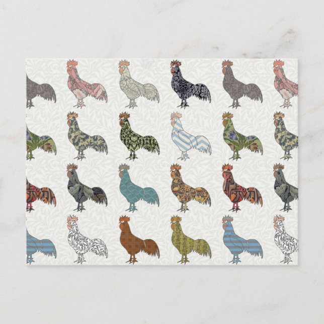 Chicken Rooster Colourful Pattern Farm Postcard (Front)