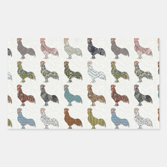 Chicken Rooster Colourful Pattern Farm Sticker (Front)