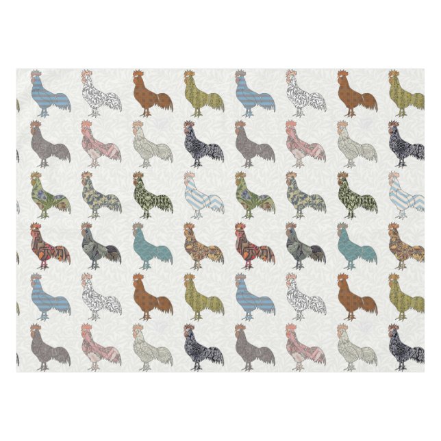 Chicken Rooster Colourful Pattern Farm Tablecloth (Front (Horizontal))