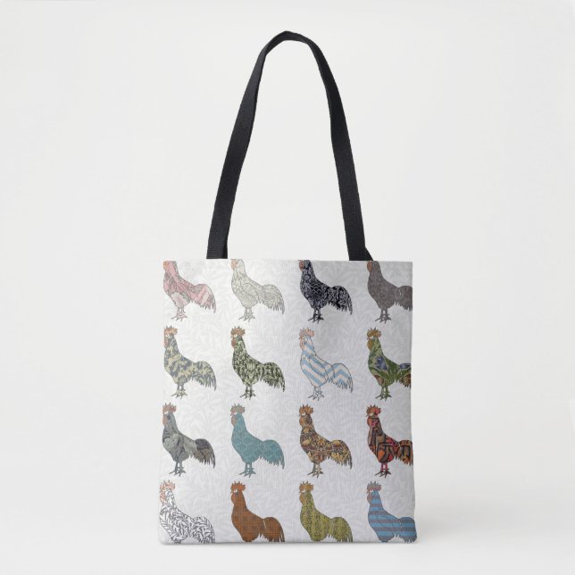 Chicken Rooster Colourful Pattern Farm Tote Bag (Front)
