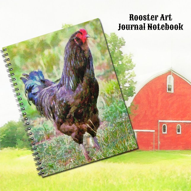 Chicken Rooster Farm Style Art Journal Notebook (Rooster Chicken Art Journal Notebook.)