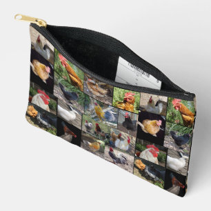 Chicken Rooster Photo Collage,  Accessory Pouch