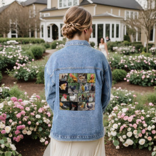 Chicken Rooster Photo Collage,  Denim Jacket